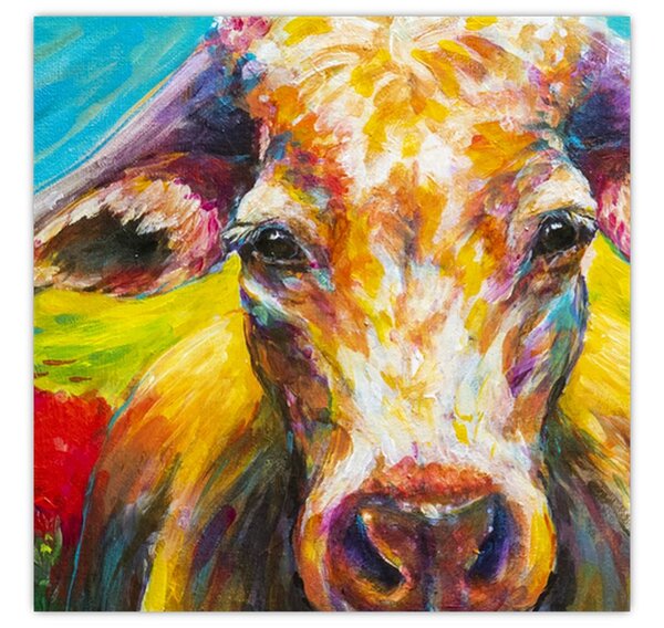 Obraz - Malovaná kráva (30x30 cm)