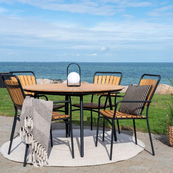 Nordic Living Zahradní set čtyř teakových židlí a stolu Cleveland