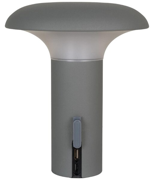 Nordic Living Šedá plastová dobíjecí zahradní LED lampa Ramsey