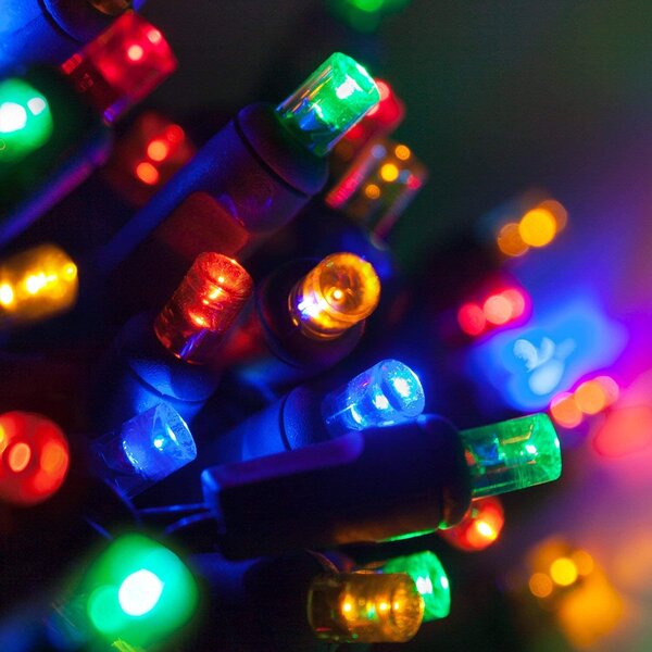 Vnitřní LED vánoční řetěz - různobarevná se záblesky, 10m, 100 LED