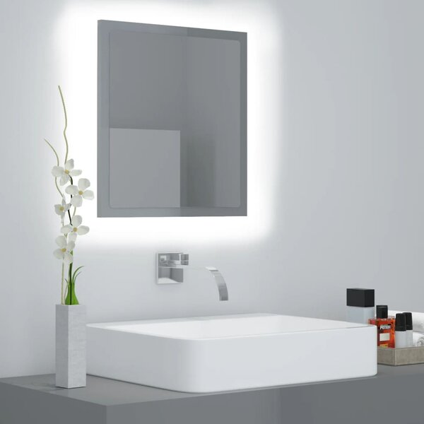 LED koupelnové zrcadlo šedé vysoký lesk 40x8,5x37 cm akrylové