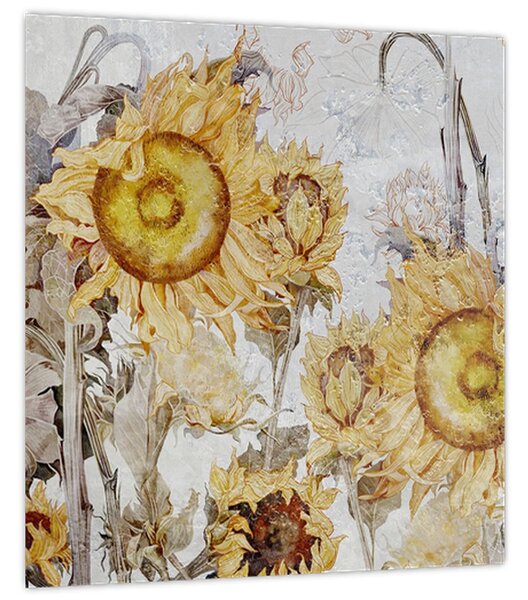 Obraz - Slunečnice ve zdi (30x30 cm)