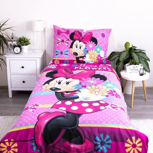 Dadka Vracov Jerry Fabrics Minnie bows and flowers dětské bavlněné povlečení Rozměr: 1x 70 x 90 a 1x 140 x 200 cm