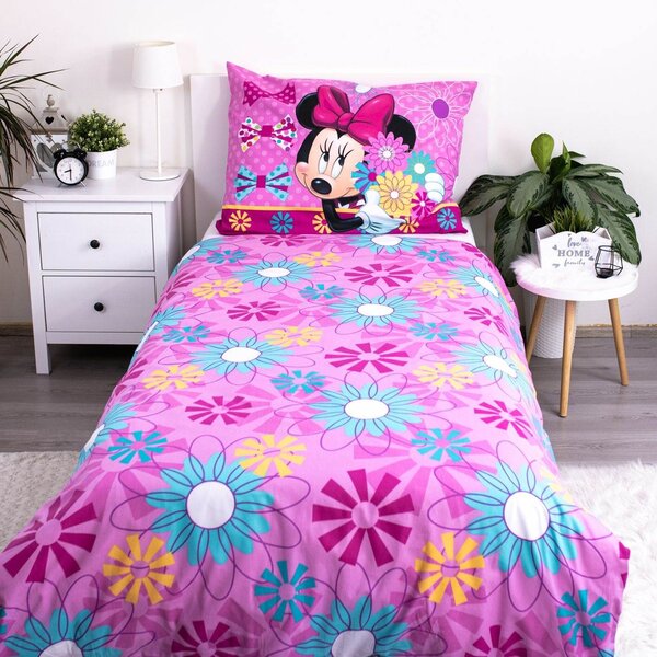 Dadka Vracov Jerry Fabrics Minnie bows and flowers dětské bavlněné povlečení Rozměr: 1x 70 x 90 a 1x 140 x 200 cm