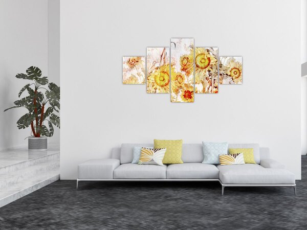 Obraz - Slunečnice, malba (125x70 cm)
