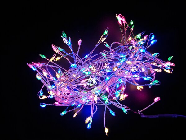 Vánoční LED nano řetěz, různobarevná, 2m, 200 LED