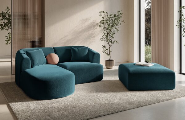 -25 % Dny MOMENTI– Cosmopolitan Design Petrolejově modrá sametová rohová pohovka Campi 180 cm, levá