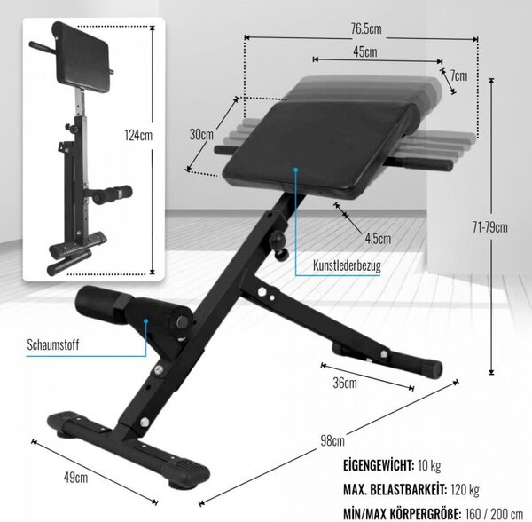 Gorilla Sports Hyperextenzní lavička skládací, černá