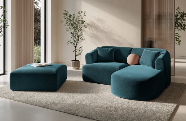 -25 % Dny MOMENTI– Cosmopolitan Design Petrolejově modrá sametová rohová pohovka Campi 180 cm, pravá