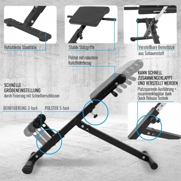 Gorilla Sports Hyperextenzní lavička skládací, černá