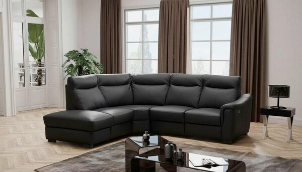 ROHOVÁ SEDAČKA, textil, kůže, černá Livetastic - Sedací soupravy, Online Only