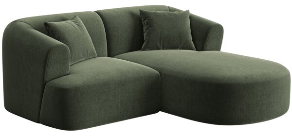 -25 % Dny MOMENTI– Cosmopolitan Design Zelená sametová rohová pohovka Campi 180 cm, pravá