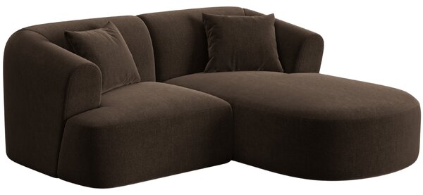 -25 % Dny MOMENTI– Cosmopolitan Design Tmavě hnědá sametová rohová pohovka Campi 180 cm, pravá