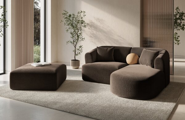 -25 % Dny MOMENTI– Cosmopolitan Design Tmavě hnědá sametová rohová pohovka Campi 180 cm, pravá