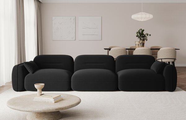 -25 % Dny MOMENTI– Cosmopolitan Design Černá sametová čtyřmístná pohovka Sydney 320 cm