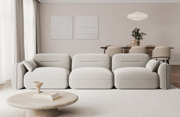 -25 % Dny MOMENTI– Cosmopolitan Design Světle béžová sametová čtyřmístná pohovka Sydney 320 cm