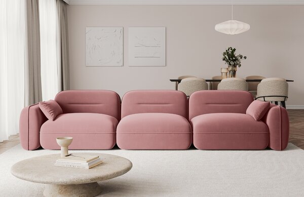 -25 % Dny MOMENTI– Cosmopolitan Design Růžová sametová čtyřmístná pohovka Sydney 320 cm