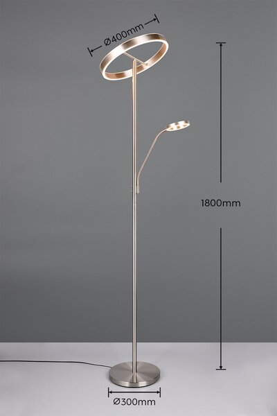 Trio T449510207 LED stojací lampa WILLIS | 39+6W integrovaný LED zdroj | 4600lm | 2700+3350+4000K