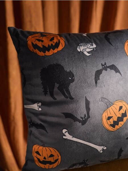 Sinsay - Povlak na polštář s halloweenským motivem - šedá