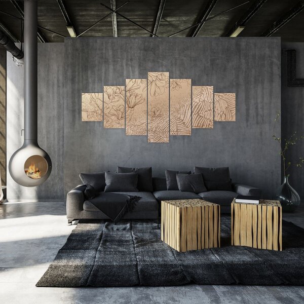 Obraz - Kreslené květy (210x100 cm)
