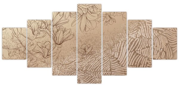 Obraz - Kreslené květy (210x100 cm)