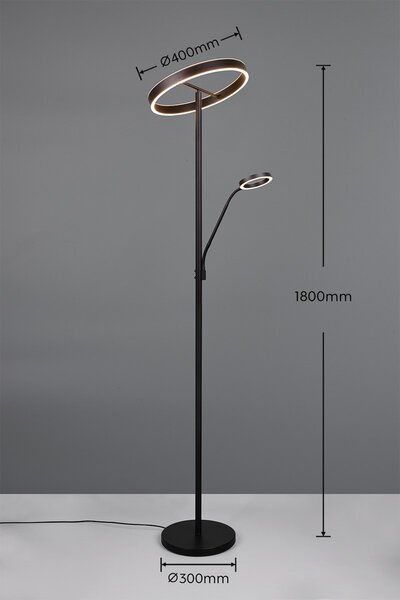 Trio T449510232 LED stojací lampa WILLIS | 39+6W integrovaný LED zdroj | 4600lm | 2700+3350+4000K