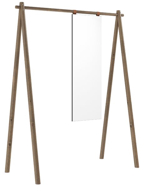Hnědý dřevěný věšák Karup Design Hongi se zrcadlem 150 cm