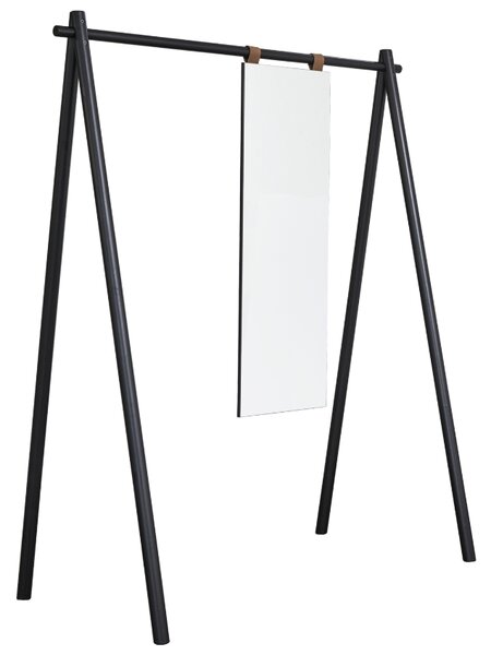 Černý dřevěný věšák Karup Design Hongi se zrcadlem 150 cm