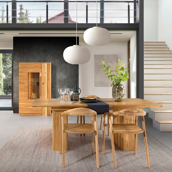 Szynaka Vitrína London 15 98 cm z masivu s LED osvětlením dub přírodní