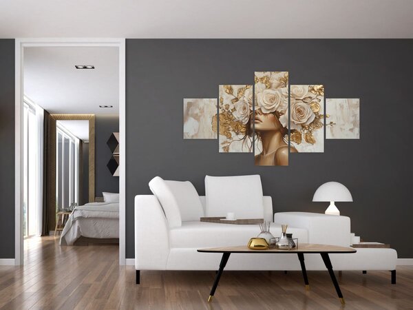 Obraz - Dívka s růžemi (125x70 cm)