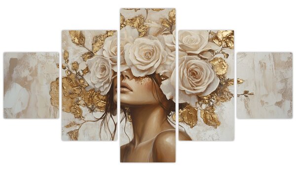 Obraz - Dívka s růžemi (125x70 cm)
