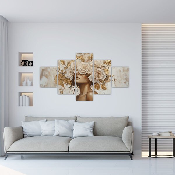 Obraz - Dívka s růžemi (125x70 cm)