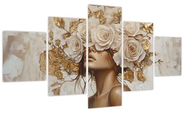 Obraz - Dívka s růžemi (125x70 cm)