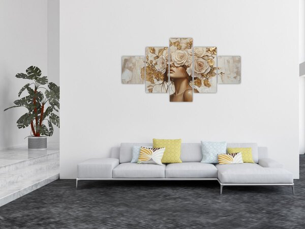 Obraz - Dívka s růžemi (125x70 cm)
