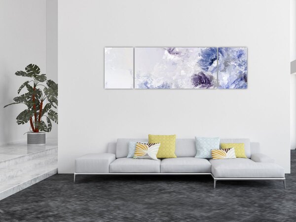 Obraz - Kvetiny, texturovaná malba (170x50 cm)