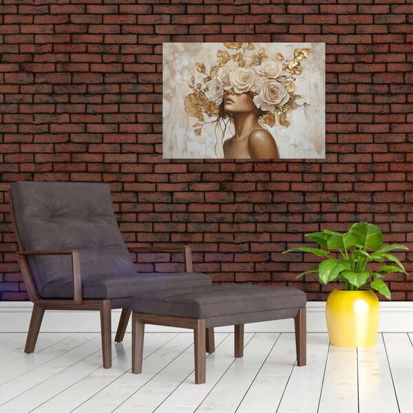 Obraz - Dívka s růžemi (70x50 cm)