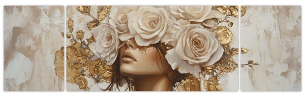 Obraz - Dívka s růžemi (170x50 cm)