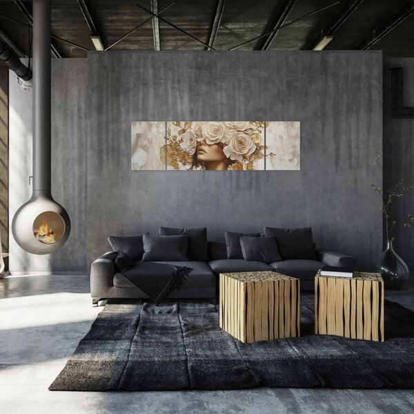 Obraz - Dívka s růžemi (170x50 cm)