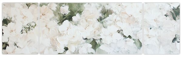 Obraz - Abstrakce bílých květů (170x50 cm)