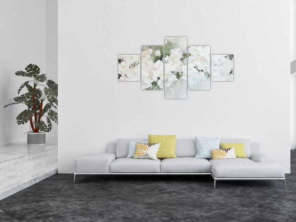 Obraz - Abstrakce bílých květů (125x70 cm)