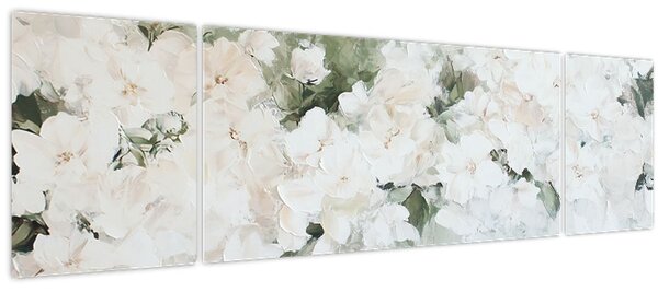 Obraz - Abstrakce bílých květů (170x50 cm)