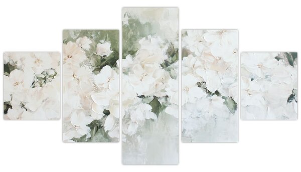 Obraz - Abstrakce bílých květů (125x70 cm)