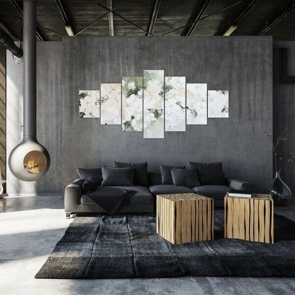 Obraz - Abstrakce bílých květů (210x100 cm)