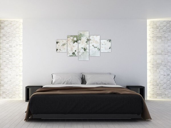 Obraz - Abstrakce bílých květů (125x70 cm)