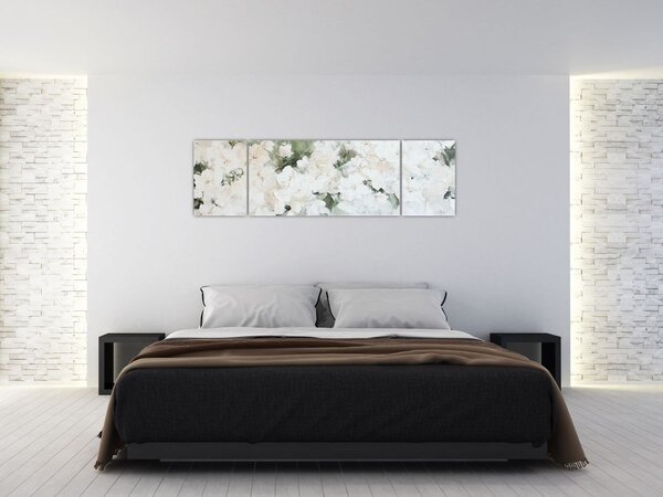 Obraz - Abstrakce bílých květů (170x50 cm)