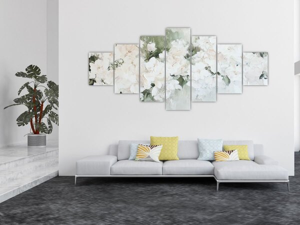 Obraz - Abstrakce bílých květů (210x100 cm)