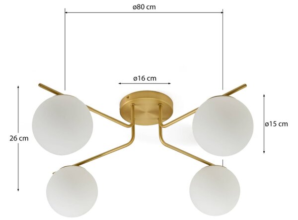 Kave Home Zlaté kovové stropní světlo Brisia 80 cm
