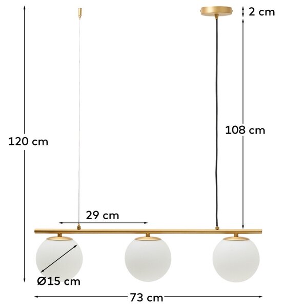 Kave Home Zlaté kovové závěsné světlo Brisia 73 cm