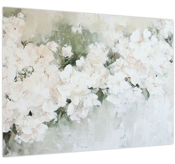 Obraz - Abstrakce bílých květů (70x50 cm)