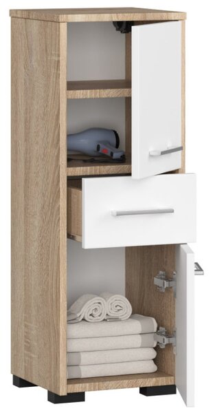 Koupelnová skříňka FIN 30 2D 1SZ 85 cm dub sonoma/bílá